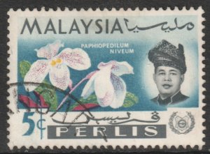 Malaya Perlis Scott 42 - SG43, 1965 Orchids 5c used