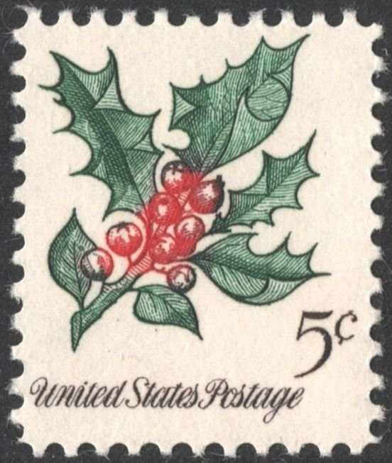 SC#1254 5¢ Christmas: Holly Single (1964) MNH