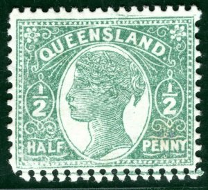 Australia States QUEENSLAND QV SG.219var ½d *DOUBLE PERFORATION* Mint MM CBLUE50