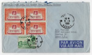 VIETNAM 1960 US VIET CONG SAIGON AIR MAIL COVER TO HOUSTON TEXAS