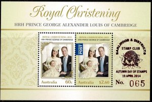 Australia 2014 Royal Christening Prince George Msheet  OP Earlwood Club 065 MNH