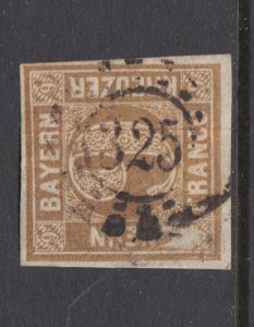 Bavaria Sc 12 used. 1862 9kr bister Numeral, 325 open Millwheel cancel