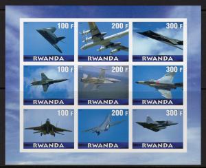 Rwanda 2000 Concorde/Aircrafts/Aviation Sheetlet (9) Imperforated MNH VF