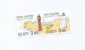 ESTONIA - 2000 - Lighthouses - Perf 2v Strip - Mint Lightly Hinged
