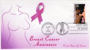 AO-3081-1, 1996, Breast Cancer Awareness , Add On Cachet ,First Day Cover, SC 30