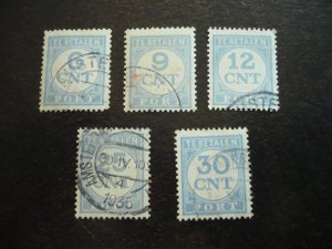 Stamps - Netherlands - Scott# J62,J66,J68-J70 - Used Part Set of 5 Stamps