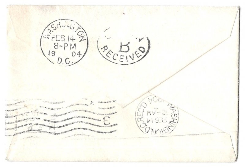 Meriden, Connecticut local use 1904 Scott 319 Cover, Forwarded Washington, D.C.