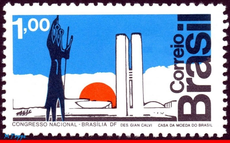 1266 BRAZIL 1972 CONGRESS BUILDING BY OSCAR NIEMEYER, SCULTURE, MI# 1350, MNH