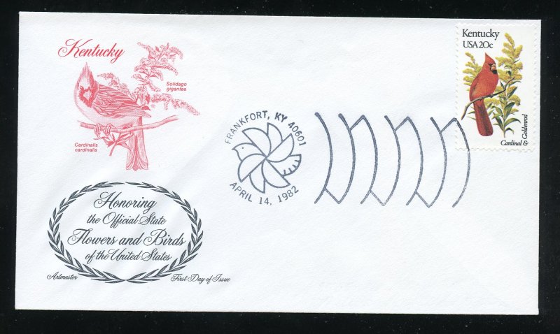 US 1969 Kentucky Cardinal Goldenrod UA Artmaster cachet FDC 