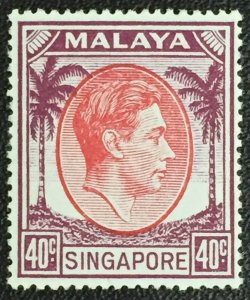 Malaya Singapore Straits Settlements 1951 King George VI 40c MLH SG#26 M2845