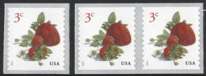 SC#5201 3¢  Strawberries Coil Pair & Single (2016) SA