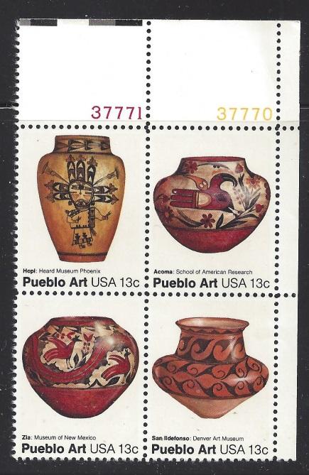 US 1709 Plate Block, MNH - Pueblo Art