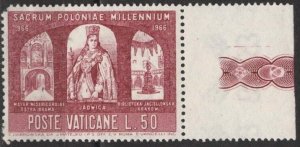 Vatican 436 (mh, pulled corner, gum skip at corner) 50L Polish millenium (1966)