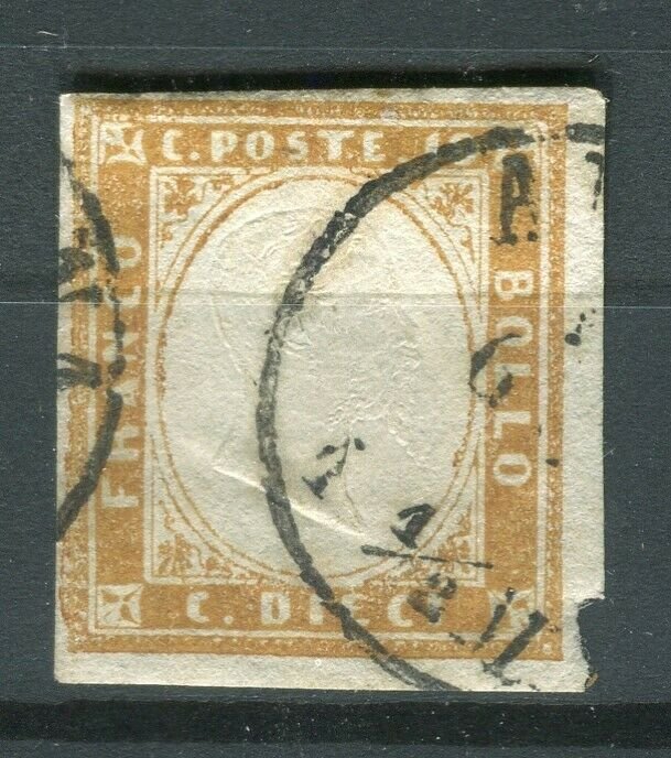 ITALY SARDINIA; 1855 early classic Imperf issue fine used Shade of 10c. value