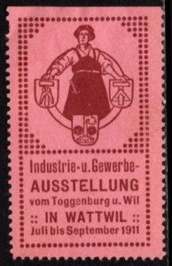 1911 Switzerland Poster Stamp Wattwil Industrial And Commercial Exhibition