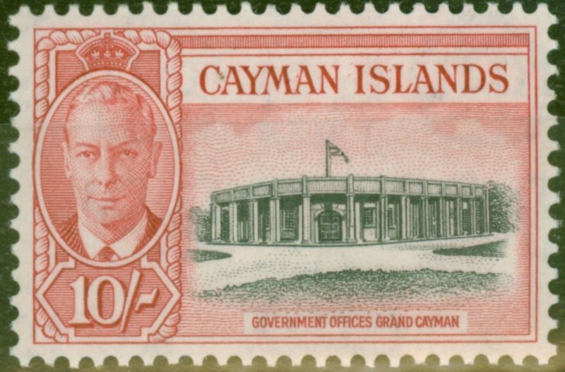 Cayman Islands 1950 10s Black & Scarlet SG147 V.F Lightly Mtd Mint