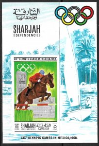 SHARJAH 1968 MEXICO CITY Olympics Souvenir Sheet Horse Mi.BLK40A MNH