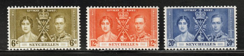Seychelles - King George VI - Coronation Issue - # 122 - 124 - M/H - Set of 3