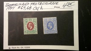 Somaliland Protectorate 1924 #67, 68 M Hinged