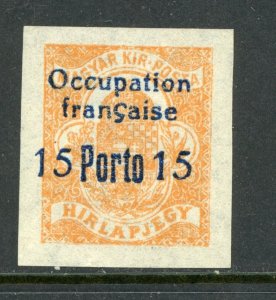 Hungary 1919 French Occupation 15f Postage Due Sc # 1NJ7 Mint M86 ⭐⭐⭐⭐⭐
