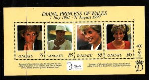 Vanuatu-Sc#719-Unused NH sheet-Princess Diana-1998-