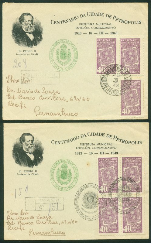 Brazil TWO COMMEMORATIVE COVERS, CENTENARY OF PETROPOLIS..F. (52)