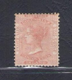 1860 British Columbia and Vancouver Island - SG 3 - 2 1/2 Pale Reddish Rose, MH*
