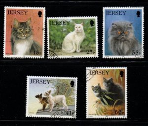 Jersey Sc 661-5 1994 Cat Club stamp set used