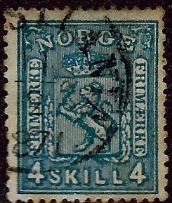 Norway #14 Used VF hr slight perf stains...Chance to buy a Bargain!