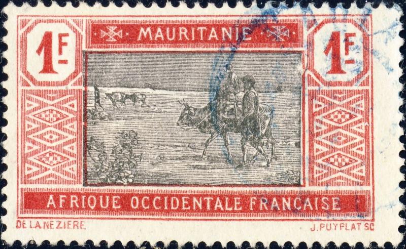 MAURITANIE / MAURITANIA - 1913/17 - Yv.31 / Mi.31 1fr rouge & noir Oblitéré TB