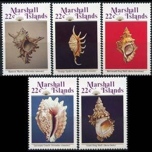 MARSHALL IS. 1986 - Scott# 119-23 Seashells Set of 5 NH