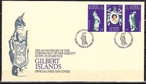 Gilbert IS., Scott cat. 312 a-c. Coronation issue on a First Day Cover. ^