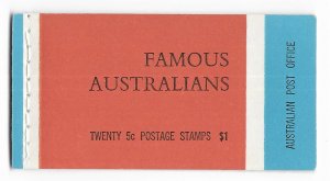 Australia Famous Australians Unexploded Booklet of 1968, Scott 446a-449a MNH