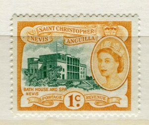 NEVIS ST. CHRISTOPHER; 1954 early QEII pictorial issue MINT MNH 1c. value