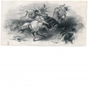 Felix Octavius Darley, Indians Attacking Bear, Vignette Die Proof on india, 1856
