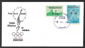 PANAMA 1961 HABILITADA Surcharge Issues Sc C248-C249 on Altered Cachet FDC