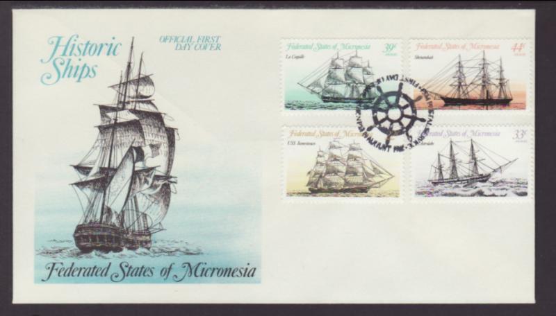 Micronesia 23-C10-C12 Sailing Ships 1985 U/A FDC