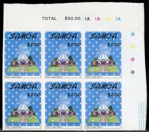 SAMOA CHURCHES  IMPERFORATE CORNER BLOCKS OF SIX  SC#748 & 750  MINT NH