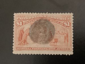 US#241 used stamp dot cancel  used VF cat. $525.00