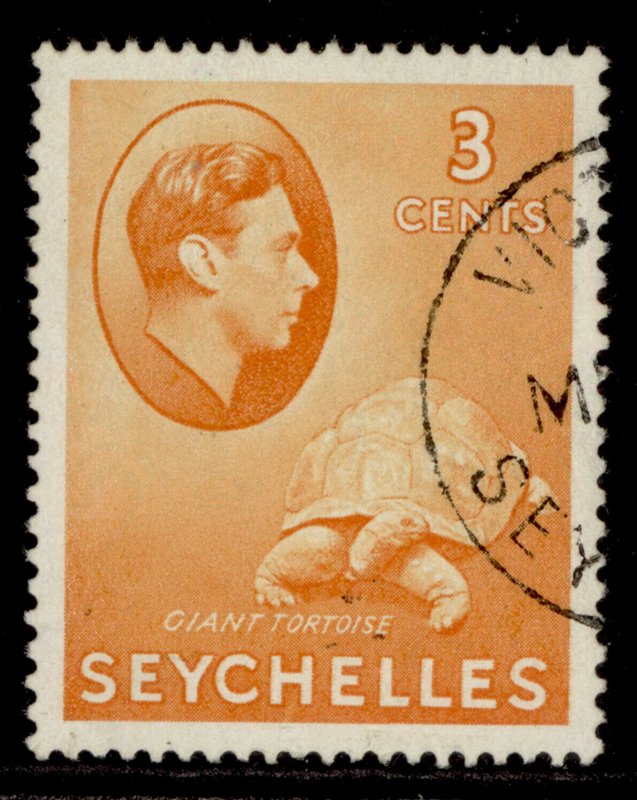 SEYCHELLES GVI SG136a, 3c orange, FINE USED.