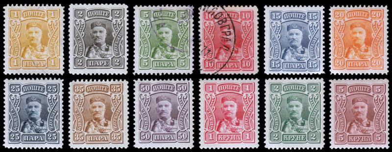 Montenegro Scott 75-86 (1907) Mint/Used H VF Complete Set, CV $7.85