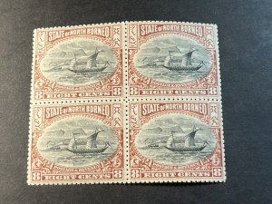 NORTH BORNEO # 85--MINT/NH---BLOCK OF 4--BROWN/LILAC & BLACK---1897-00(LOTA)