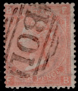 ALEXANDRIA QV SG Z17, 1865-73 4d verm, USED. Cat £29+ BPO ABROAD B01 Plate 7 FB