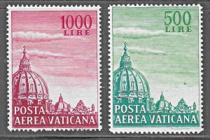 Vatican (1958) - Scott # C33 - C34,  MH