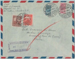 81569 - COLOMBIA - Postal History -   REGISTERED Airmail COVER  to ITALY  1949