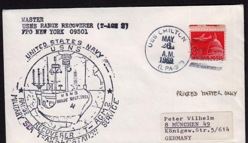 1969 Apollo 10 Navy Atlantic recovery ship USS Chilton LPA-38