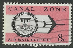 CANAL ZONE 1965 8c SEAL AND JET PLANE Airmail Sc C43 VFU