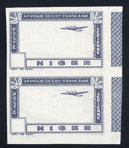 French Colonies, Niger, 1942 Air Post, imperforate right margin vertical pair...