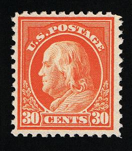 GENUINE SCOTT #516 F-VF MINT OG VLH 1917 RED ORANGE PERF-11 UWWATERMARKED #7426