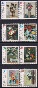 Poland 1989 Sc 2940-7 Flowers Still Life Paintings National Museum Stamp MNH